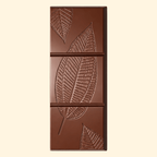 Chocolate bar with leaf embossing on a beige background