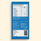Super Munchies 70% dark chocolate back packaging with nutrition facts, ingredients list and manufacturing details