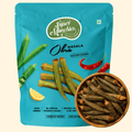 Super Munchies Masala Okra packaging with okra in a bowl 